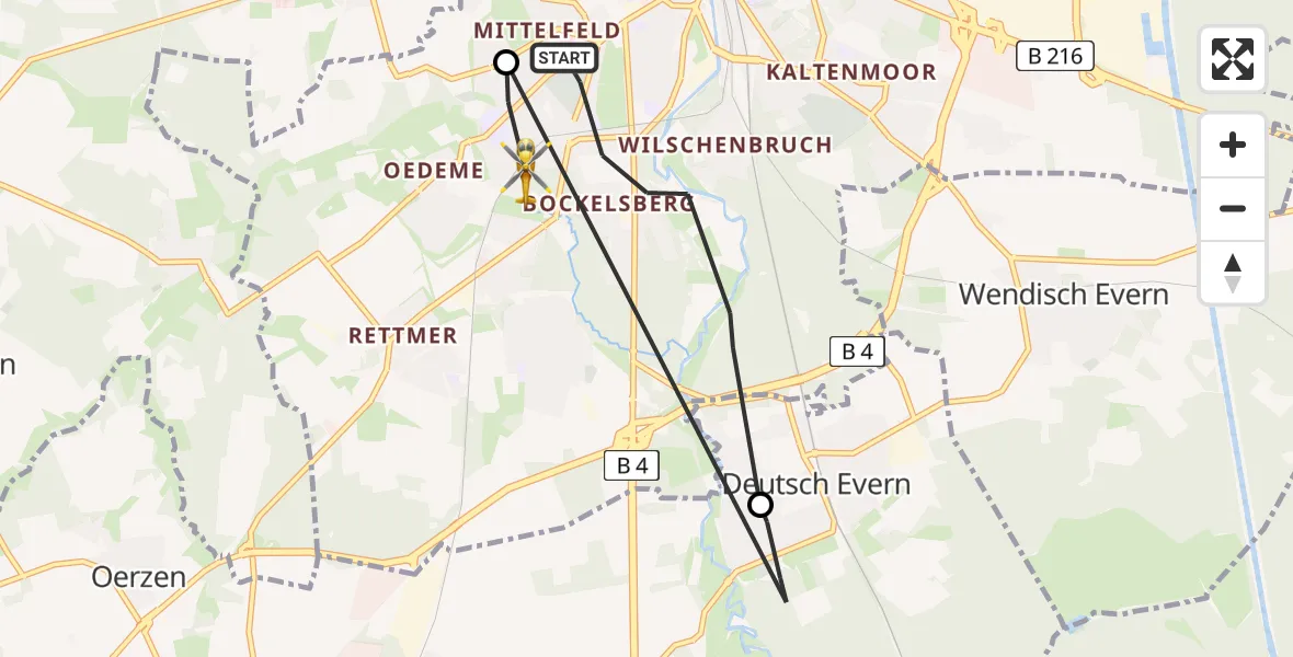 Flugroute Rettungshubschrauber Lüneburg - Lüneburg, 14 Mai 2026, 09:14
