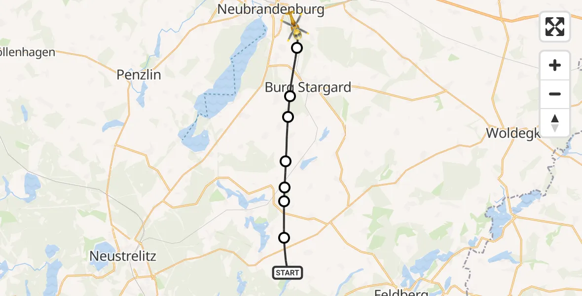 Flugroute Rettungshubschrauber Carpin - Neubrandenburg, 14 Mai 2026, 10:51
