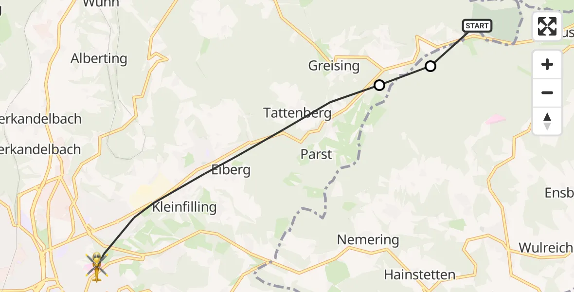 Flugroute Rettungshubschrauber Deggendorf - Deggendorf, 14 Mai 2026, 11:17