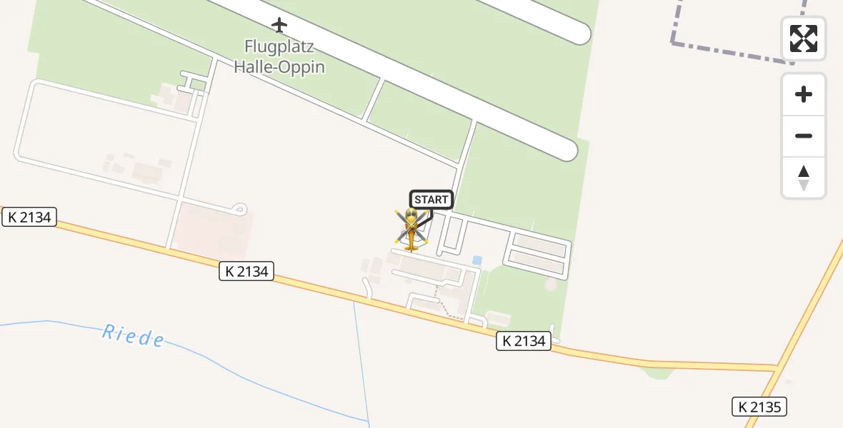 Flugroute Rettungshubschrauber Halle-Oppin Flugplatz - Halle-Oppin Flugplatz, 14 Mai 2026, 11:44