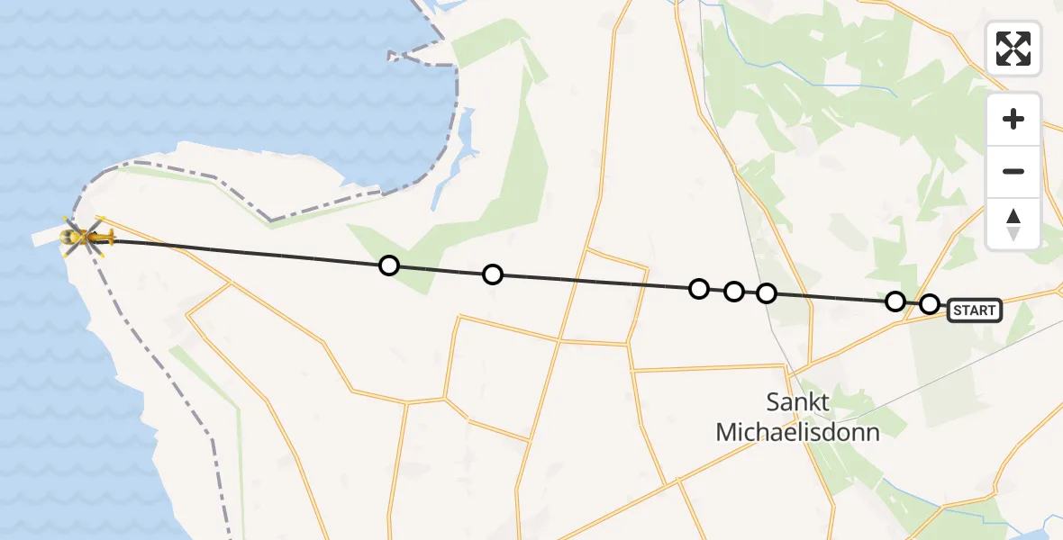 Flugroute Rettungshubschrauber Frestedt - Friedrichskoog, 14 Mai 2026, 12:42