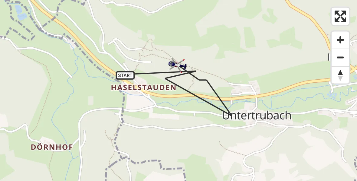Flugroute Polizeihubschrauber Obertrubach - Obertrubach, 14 Mai 2026, 13:10