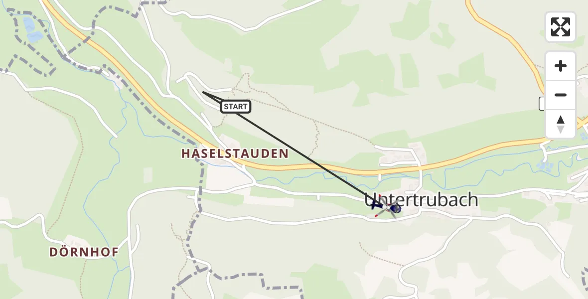Flugroute Polizeihubschrauber Obertrubach - Obertrubach, 14 Mai 2026, 13:15