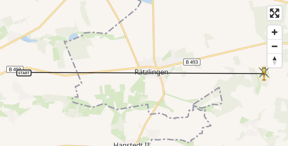 Flugroute Rettungshubschrauber Uelzen - Suhlendorf, 14 Mai 2026, 14:14