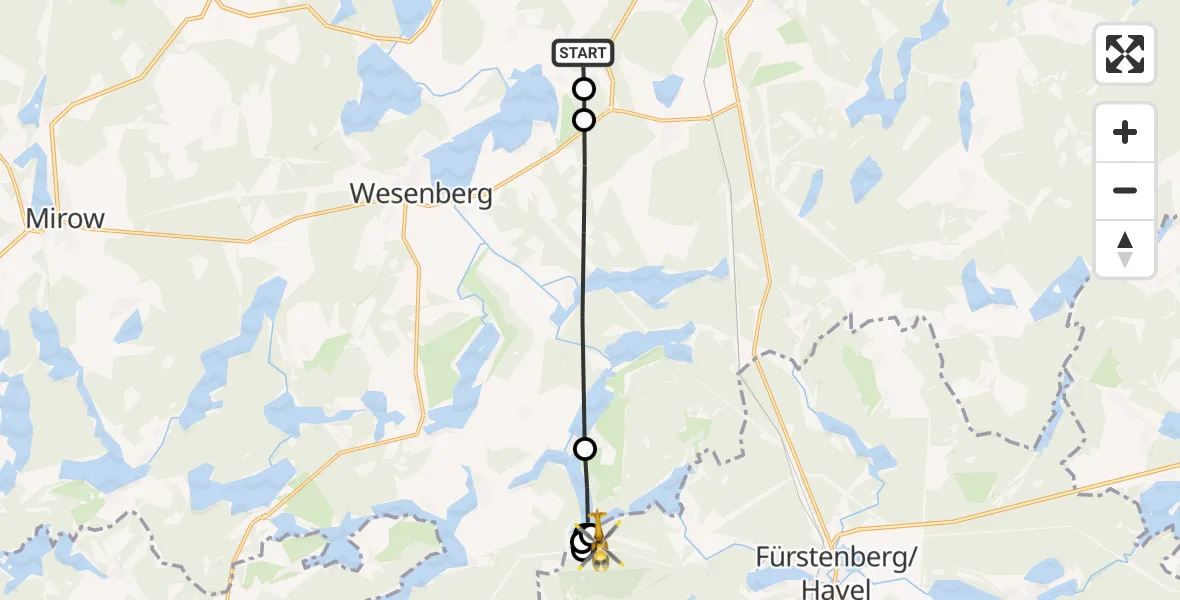 Flugroute Rettungshubschrauber Userin - Fürstenberg/Havel, 14 Mai 2026, 17:19