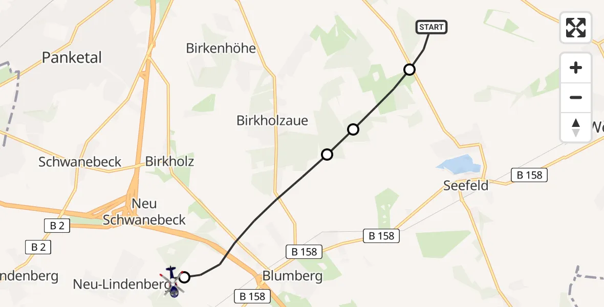 Flugroute Polizeihubschrauber Bernau bei Berlin - Ahrensfelde Hubschrauberlandeplatz, 14 Mai 2026, 17:26