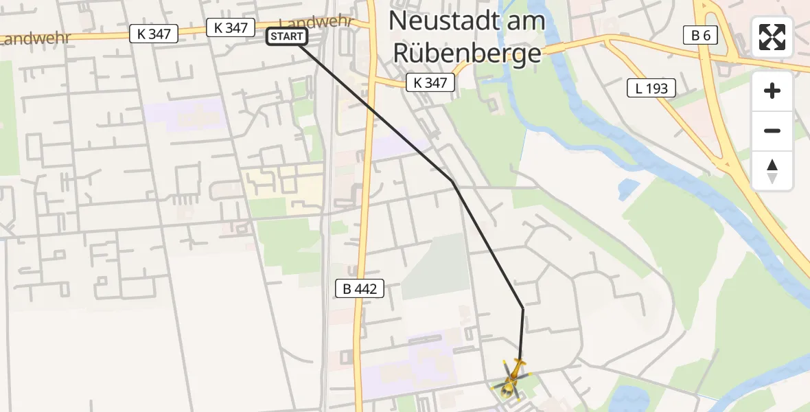 Flugroute Rettungshubschrauber Neustadt am Rübenberge - Neustadt am Rübenberge, 14 Mai 2026, 17:40
