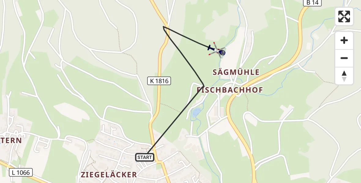 Flugroute Polizeihubschrauber Sulzbach an der Murr - Sulzbach an der Murr, 15 Mai 2026, 02:53
