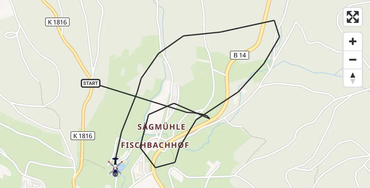 Flugroute Polizeihubschrauber Sulzbach an der Murr - Sulzbach an der Murr, 15 Mai 2026, 02:57