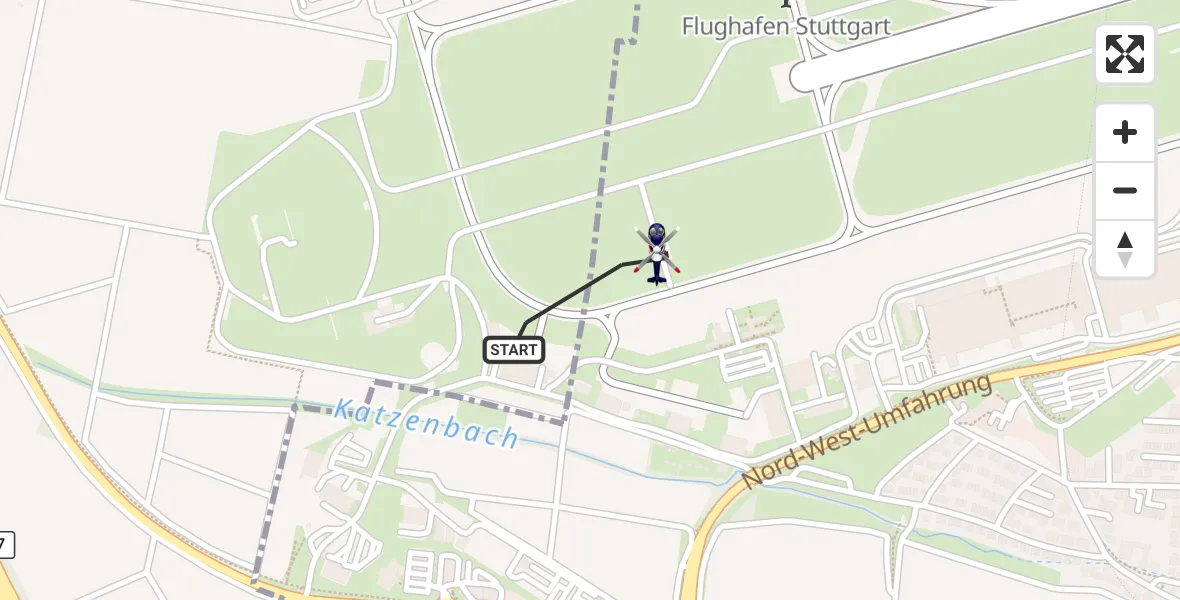 Flugroute Polizeihubschrauber Flughafen Stuttgart - Flughafen Stuttgart, 15 Mai 2026, 05:00