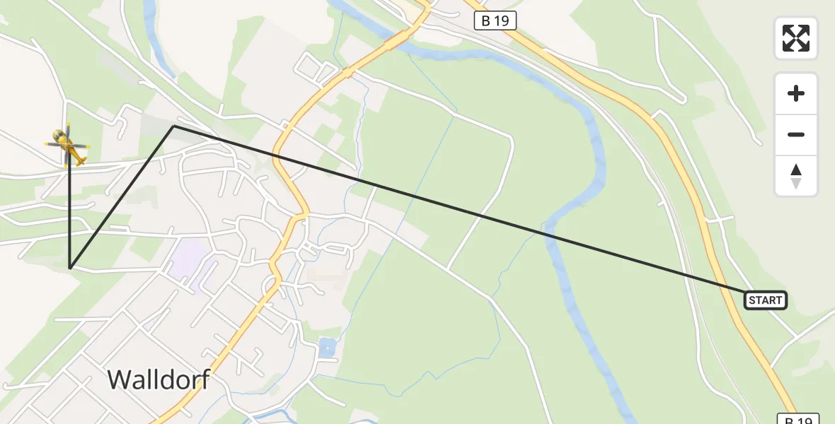 Flugroute Rettungshubschrauber Meiningen - Meiningen, 15 Mai 2026, 06:59