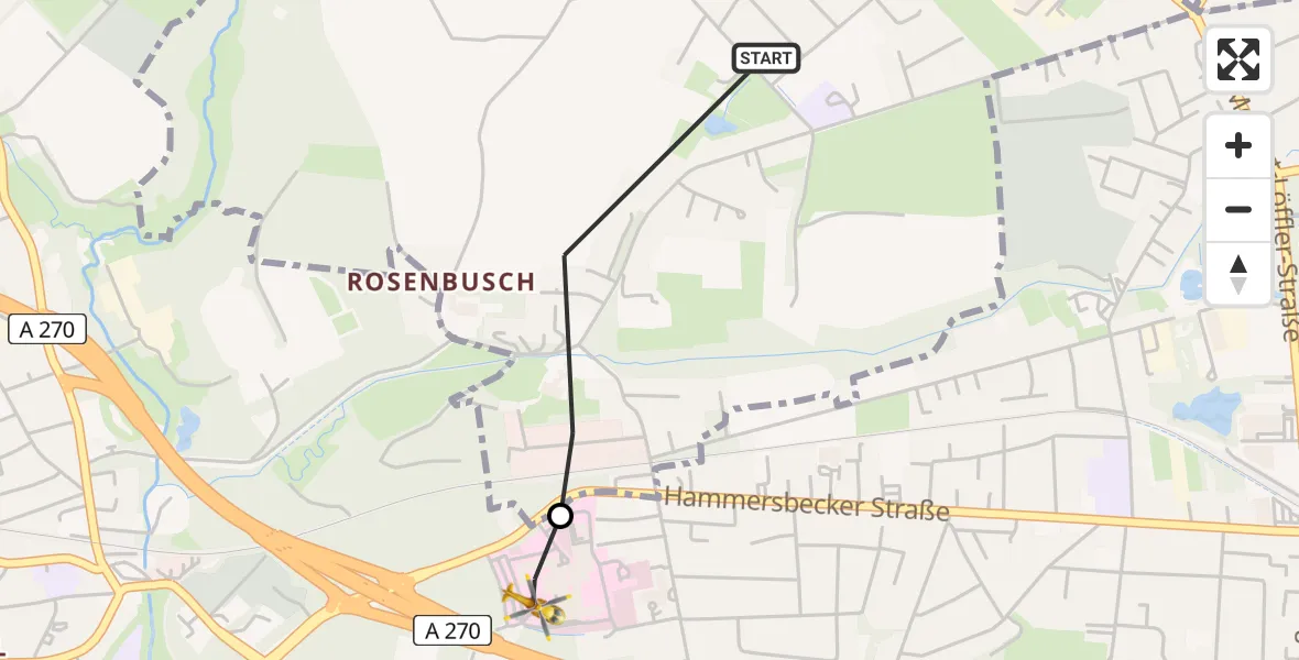 Flugroute Rettungshubschrauber Schwanewede - Bremen, 15 Mai 2026, 08:23