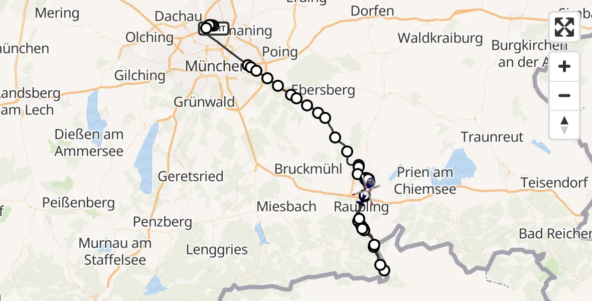 Flugroute Polizeihubschrauber Oberschleißheim - Rosenheim, 15 Mai 2026, 08:26
