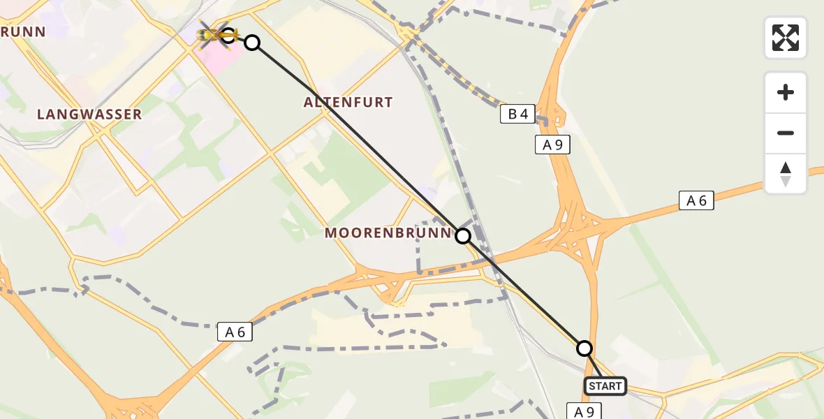 Flugroute Ambulanzhubschrauber Feucht - Nürnberg South Hospital, 15 Mai 2026, 08:57
