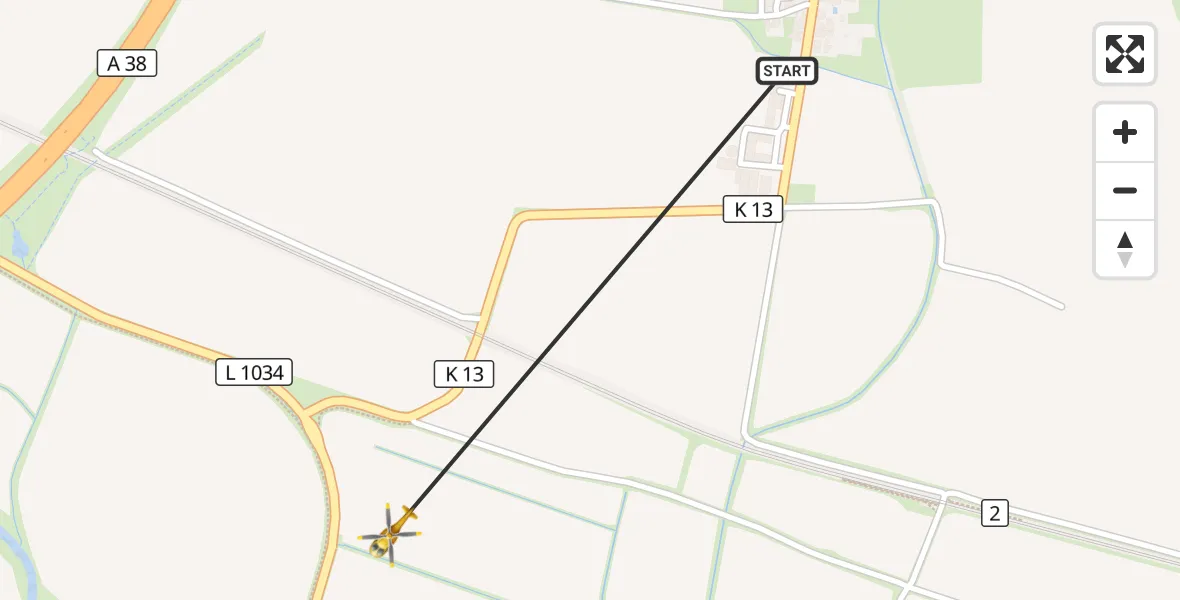 Flugroute Rettungshubschrauber Bleicherode - Bleicherode, 15 Mai 2026, 09:15