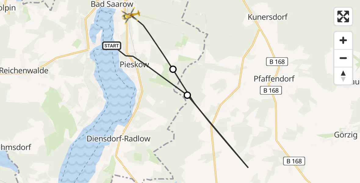 Flugroute Rettungshubschrauber Bad Saarow - Bad Saarow, 15 Mai 2026, 09:41