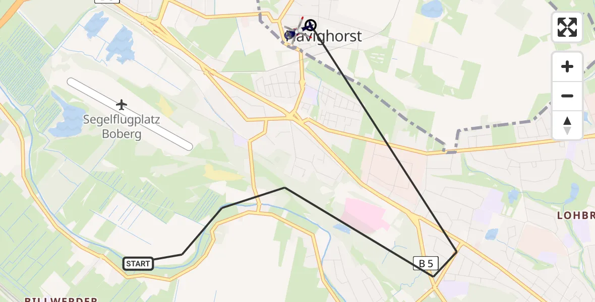 Flugroute Polizeihubschrauber Hamburg - Oststeinbek, 15 Mai 2026, 10:12