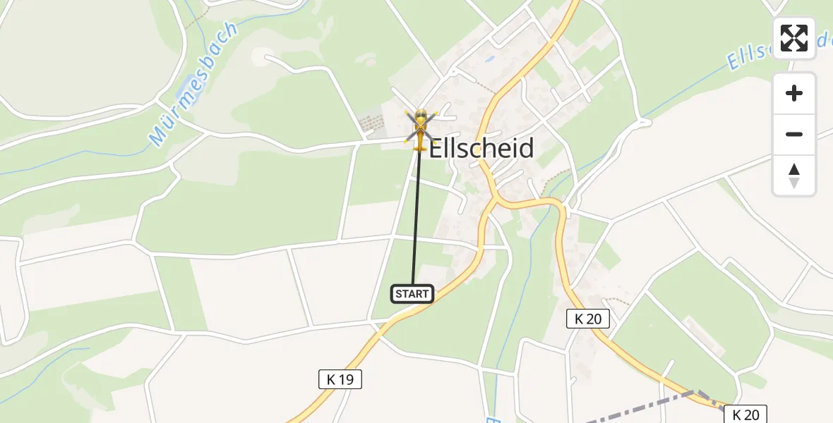 Flugroute Ambulanzhubschrauber Ellscheid - Ellscheid, 15 Mai 2026, 10:53