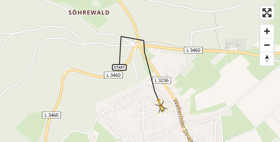 Flugroute Rettungshubschrauber Söhrewald - Söhrewald, 15 Mai 2026, 12:11