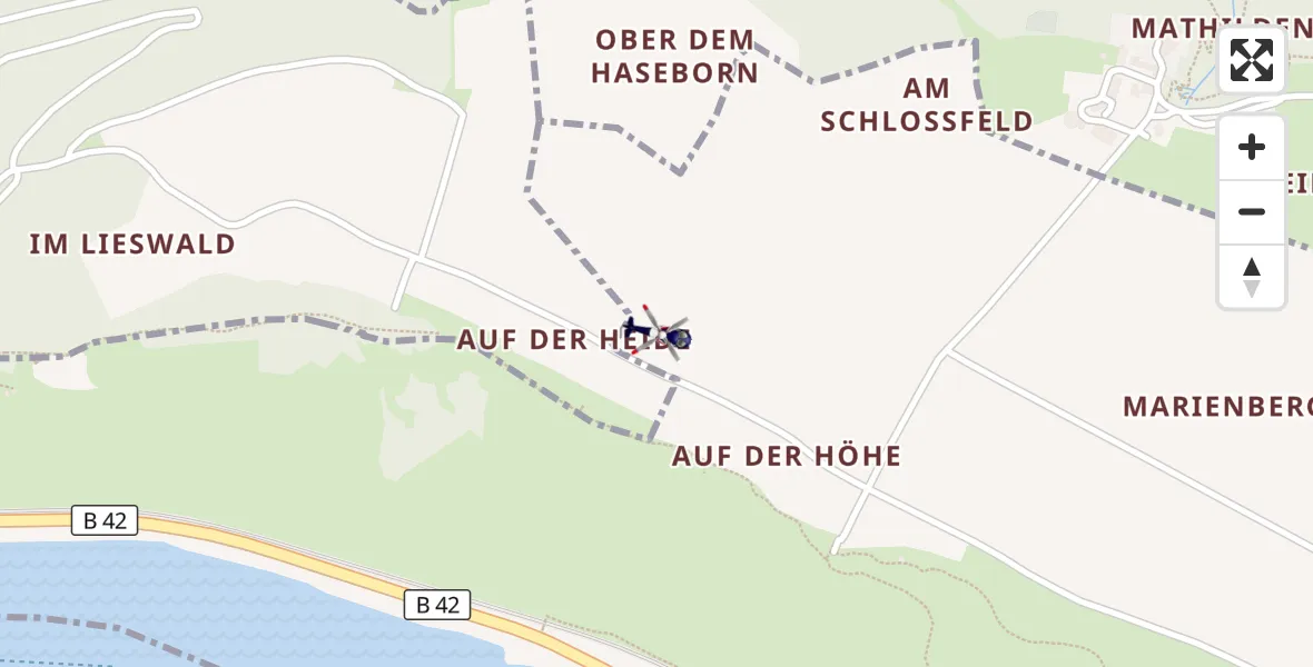 Flugroute Polizeihubschrauber Kamp-Bornhofen - Kamp-Bornhofen, 15 Mai 2026, 13:29
