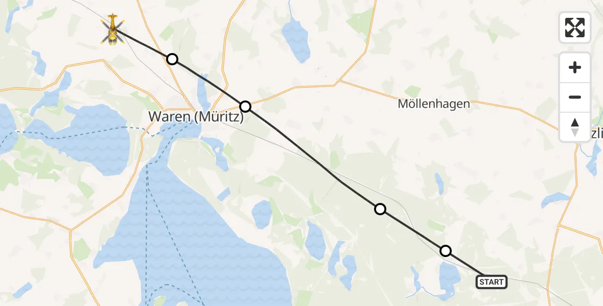 Flugroute Rettungshubschrauber Klein Vielen - Grabowhöfe, 15 Mai 2026, 13:33