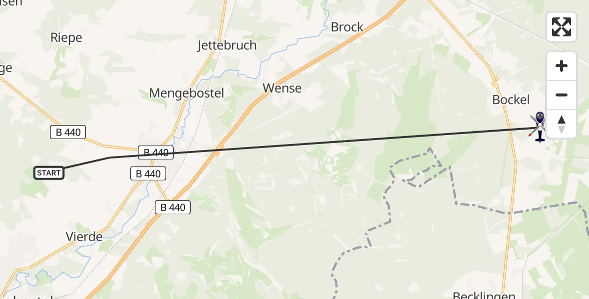 Flugroute Polizeihubschrauber Bad Fallingbostel - Wietzendorf, 15 Mai 2026, 13:35