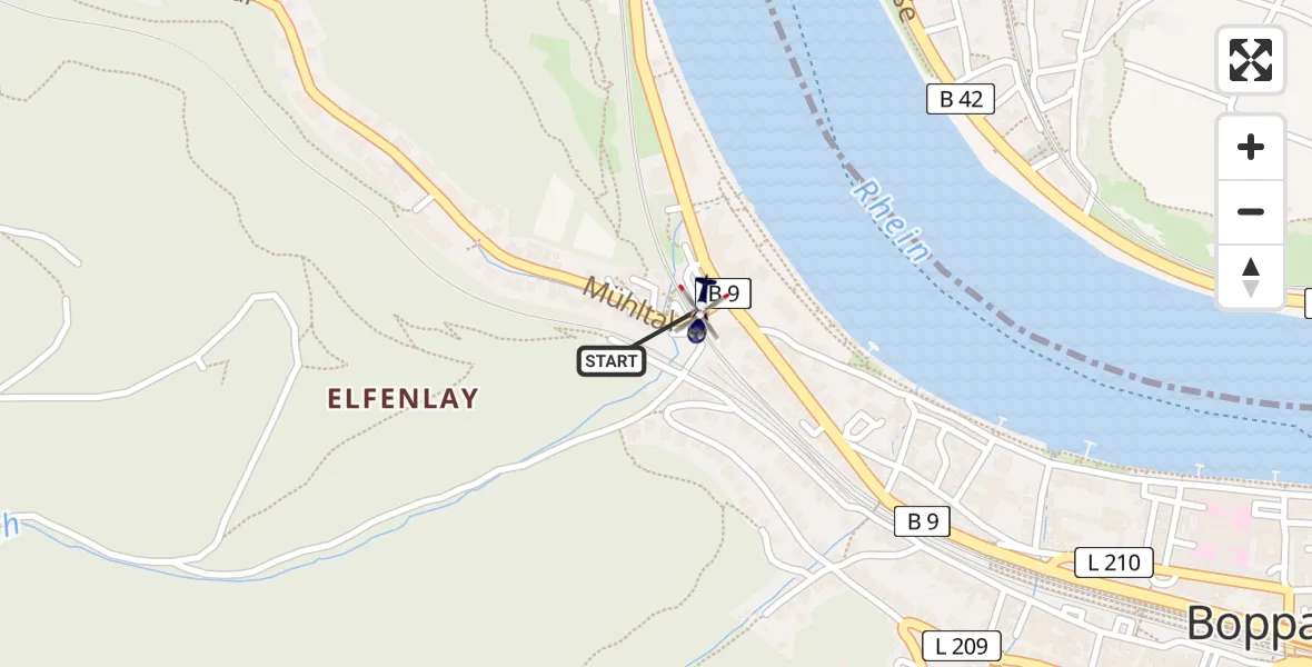 Flugroute Polizeihubschrauber Boppard - Boppard, 15 Mai 2026, 13:44