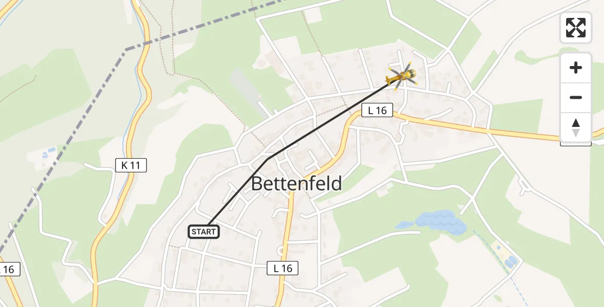 Flugroute Ambulanzhubschrauber Bettenfeld - Bettenfeld, 15 Mai 2026, 14:38