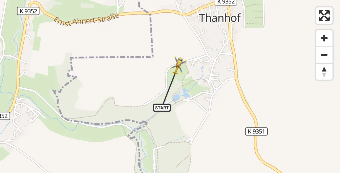 Flugroute Rettungshubschrauber Lichtentanne - Lichtentanne, 15 Mai 2026, 14:45
