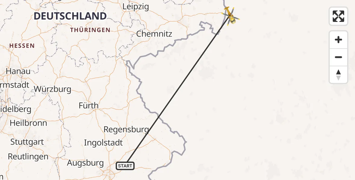 Flugroute Rettungshubschrauber Taufkirchen (Vils) - Taufkirchen (Vils), 15 Mai 2026, 14:54