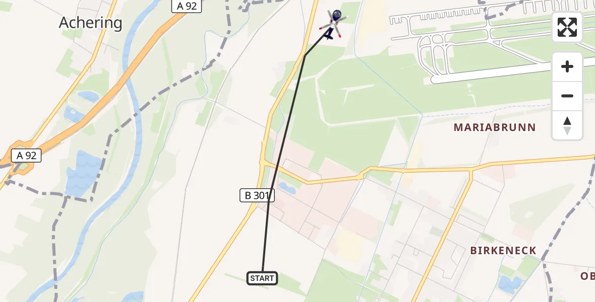 Flugroute Polizeihubschrauber Hallbergmoos - Hallbergmoos, 15 Mai 2026, 15:09