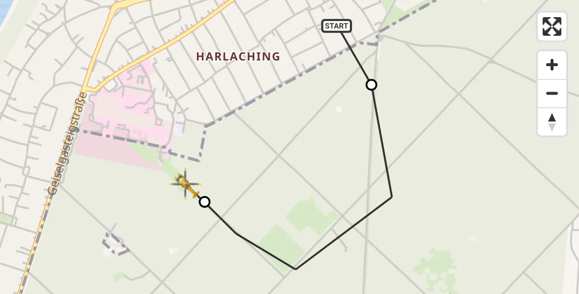 Flugroute Rettungshubschrauber München - ADAC Air Rescue Center Hubschrauberlandeplatz (Christoph 1), 15 Mai 2026, 16:07