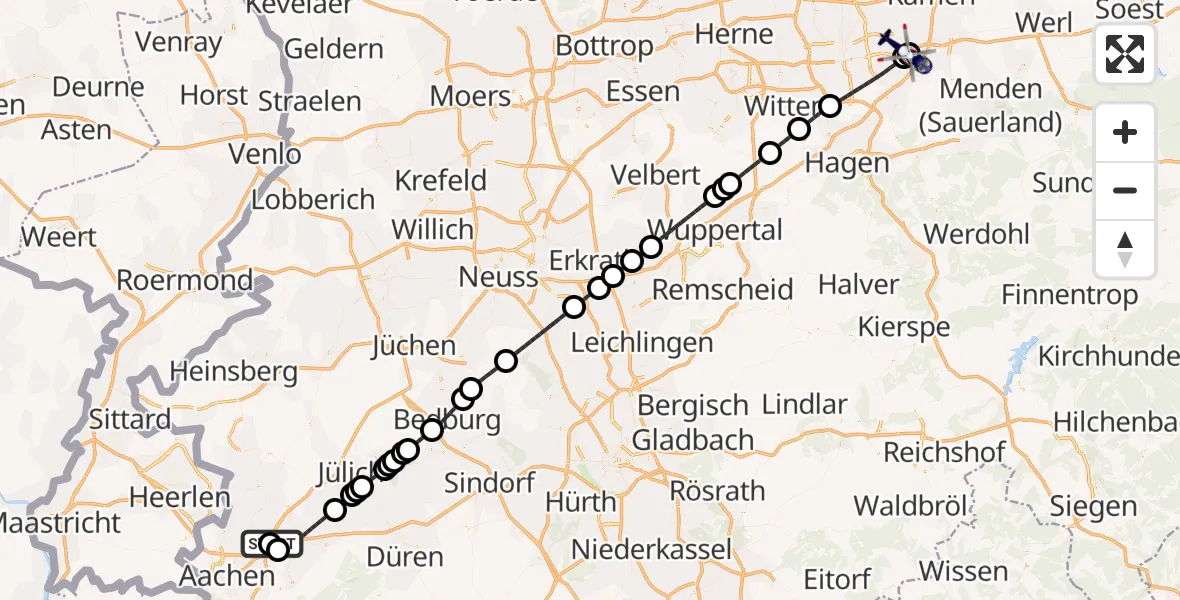 Flugroute Polizeihubschrauber Aachen-Merzbrück Flughafen - Dortmund Flughafen, 15 Mai 2026, 17:08