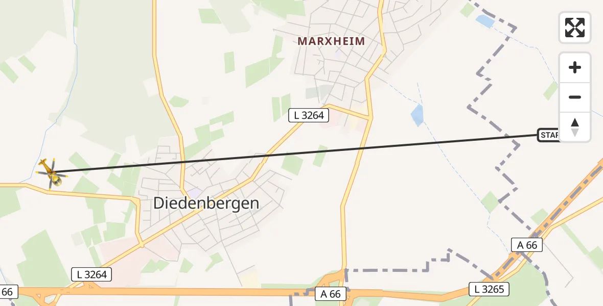 Flugroute Rettungshubschrauber Kriftel - Hofheim am Taunus, 15 Mai 2026, 17:13