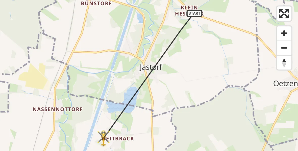 Flugroute Rettungshubschrauber Bad Bevensen - Emmendorf, 15 Mai 2026, 17:20