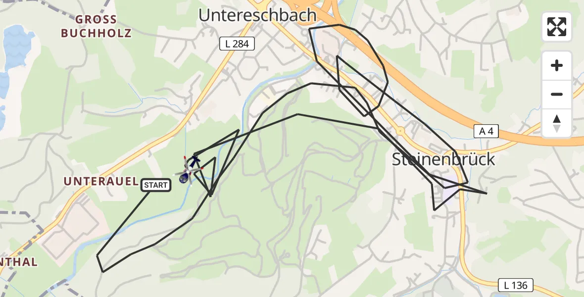 Flugroute Polizeihubschrauber Overath - Overath, 15 Mai 2026, 17:30