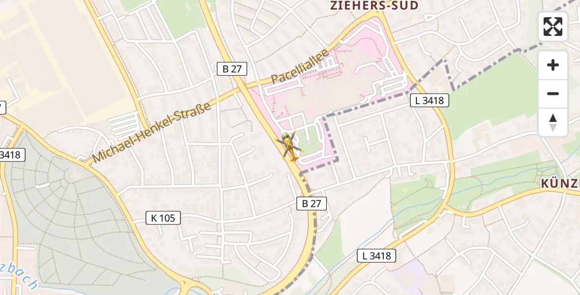 Flugroute Rettungshubschrauber Fulda Hospital - Fulda Hospital, 15 Mai 2026, 18:06