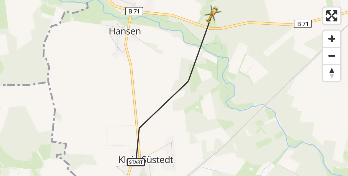 Flugroute Rettungshubschrauber Uelzen - Uelzen, 15 Mai 2026, 19:06