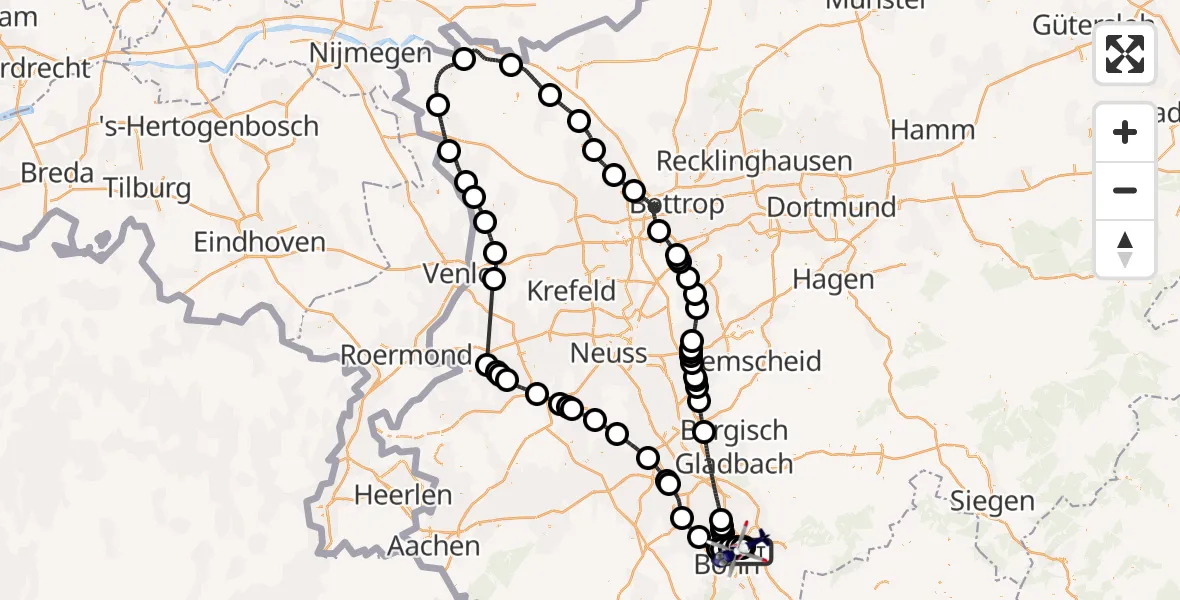 Flugroute Polizeihubschrauber Sankt Augustin - Sankt Augustin, 15 Mai 2026, 19:55