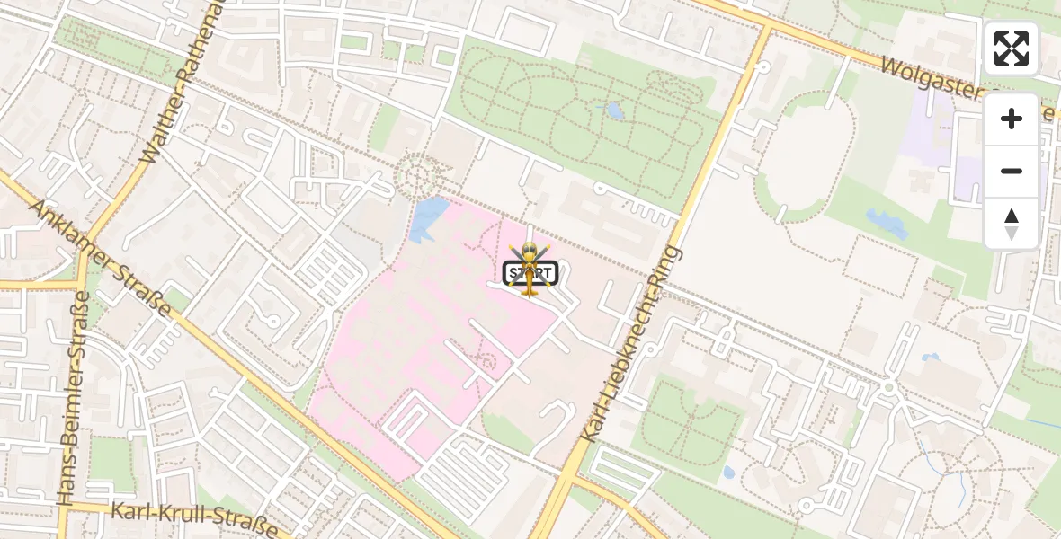 Flugroute Rettungshubschrauber Greifswald Hospital - Greifswald Hospital, 16 Mai 2026, 05:53