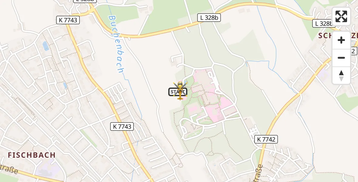 Flugroute Rettungshubschrauber Friedrichshafen Hospital - Friedrichshafen Hospital, 16 Mai 2026, 08:17