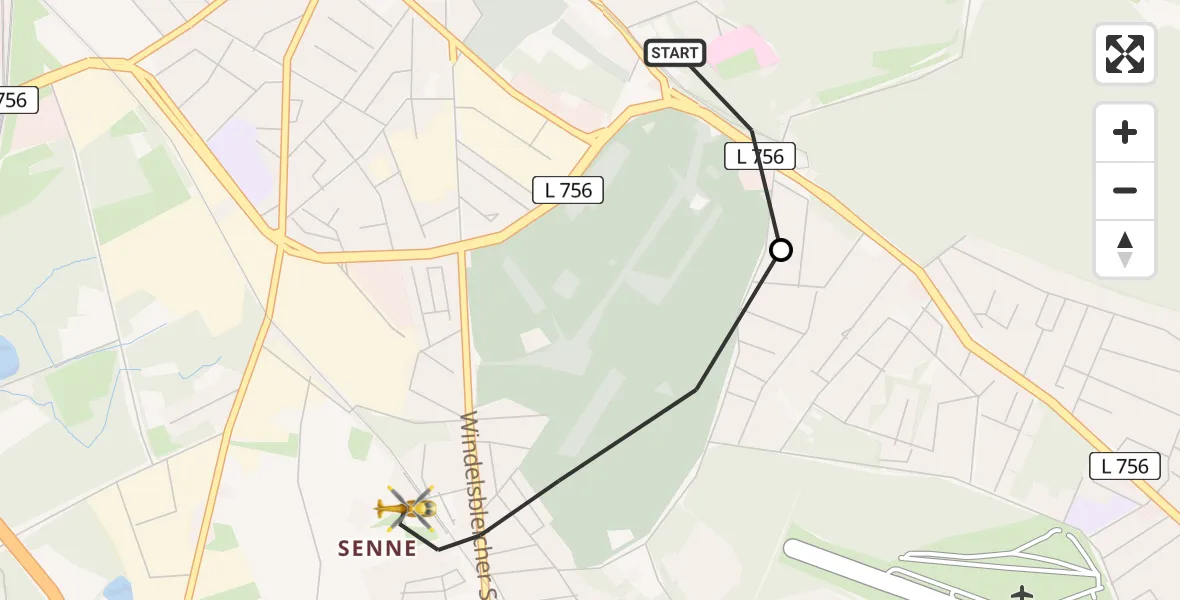 Flugroute Rettungshubschrauber Luftrettungszentrum Bielefeld - Bielefeld, 16 Mai 2026, 12:20