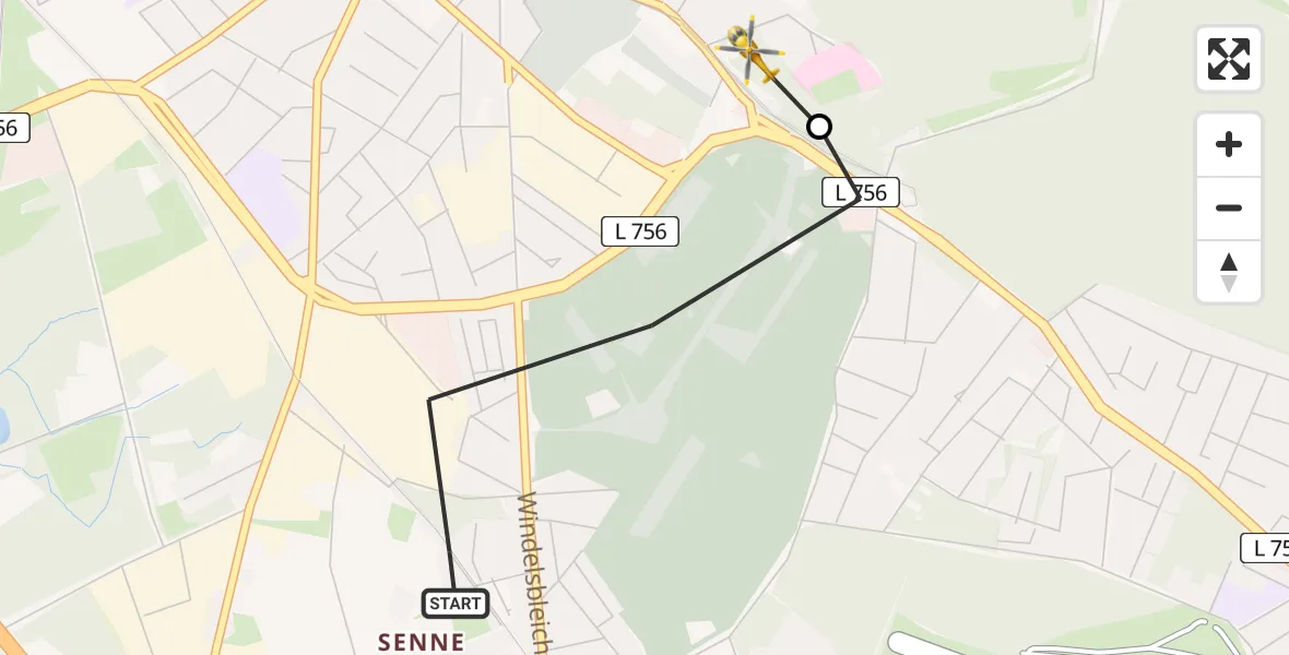 Flugroute Rettungshubschrauber Bielefeld - Luftrettungszentrum Bielefeld, 16 Mai 2026, 13:13