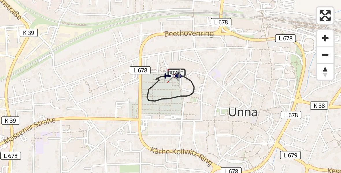 Flugroute Polizeihubschrauber Christian Hospital Unna Central - Christian Hospital Unna Central, 16 Mai 2026, 14:52
