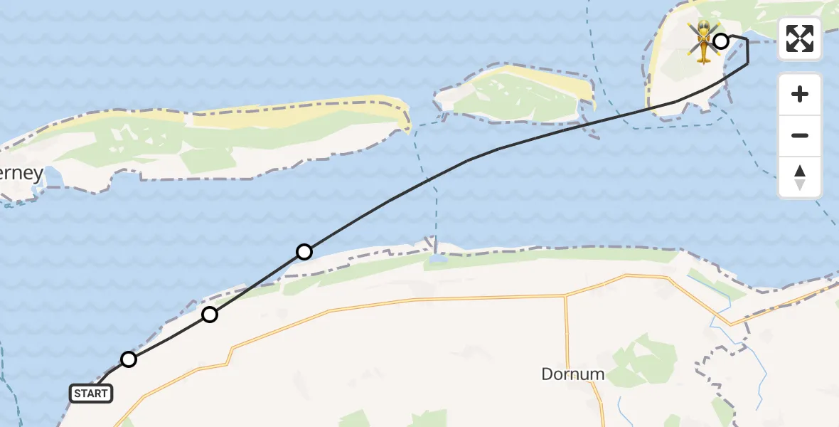Flugroute Ambulanzhubschrauber Noordzee - Langeoog Flughafen, 16 Mai 2026, 15:23