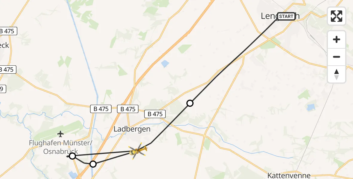 Flugroute Ambulanzhubschrauber Lengerich - Ladbergen, 16 Mai 2026, 15:42