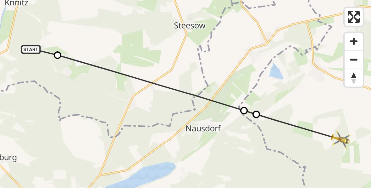 Flugroute Rettungshubschrauber Milow - Karstädt, 16 Mai 2026, 17:17
