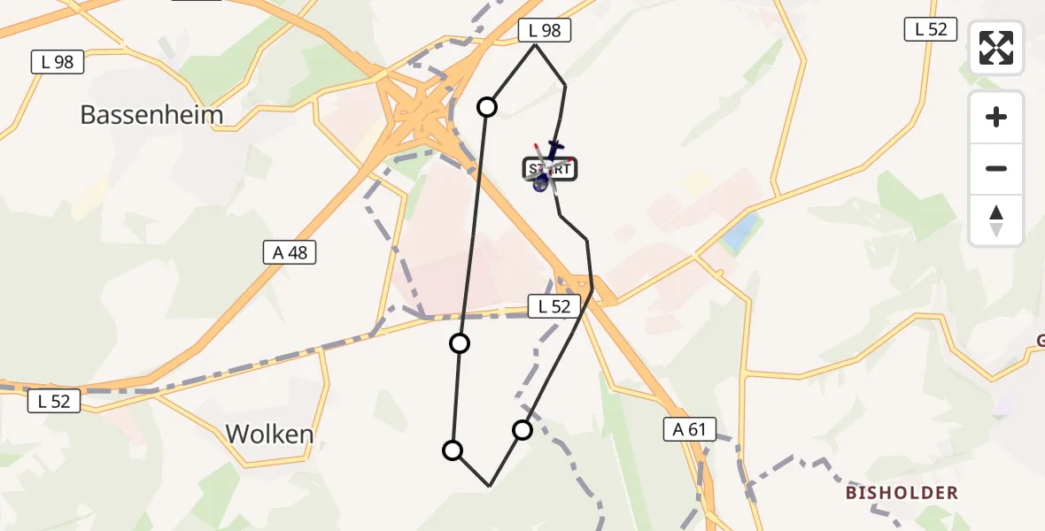 Flugroute Polizeihubschrauber Koblenz - Koblenz, 16 Mai 2026, 17:30