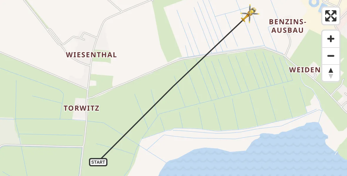 Flugroute Rettungshubschrauber Neustrelitz - Neustrelitz, 16 Mai 2026, 18:09