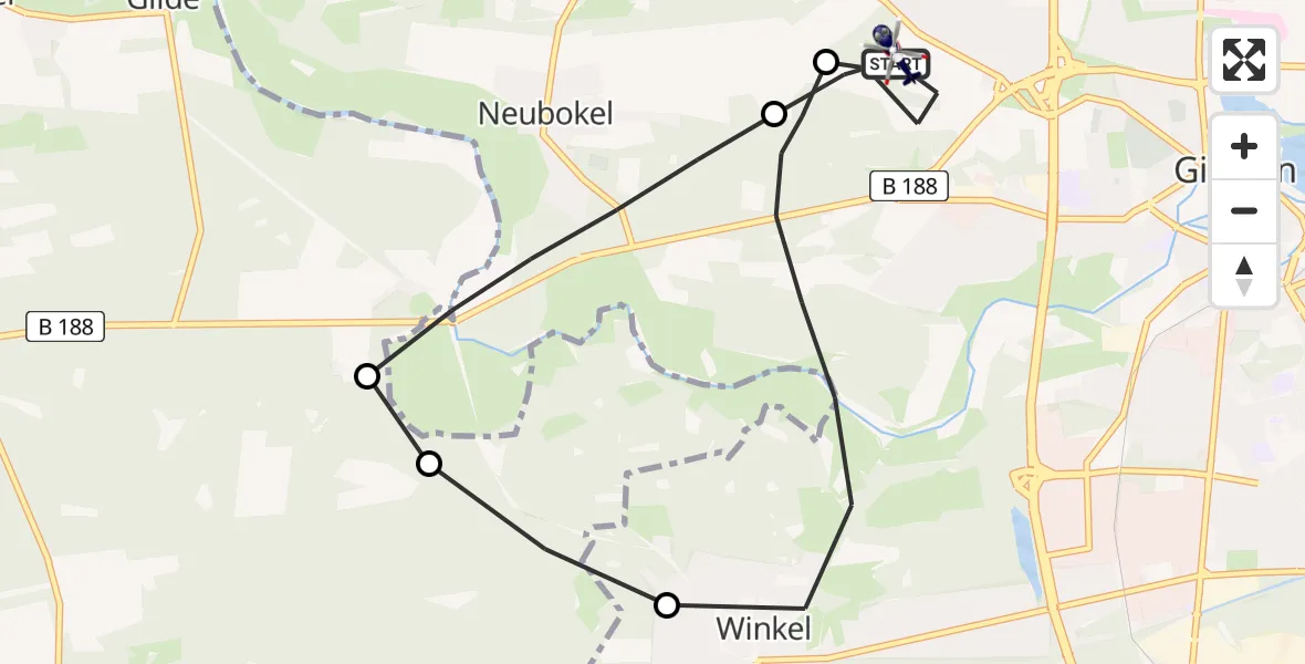 Flugroute Polizeihubschrauber Gifhorn Bundespolizei Hubschrauberlandeplatz - Gifhorn Bundespolizei Hubschrauberlandeplatz, 16 Mai 2026, 18:27